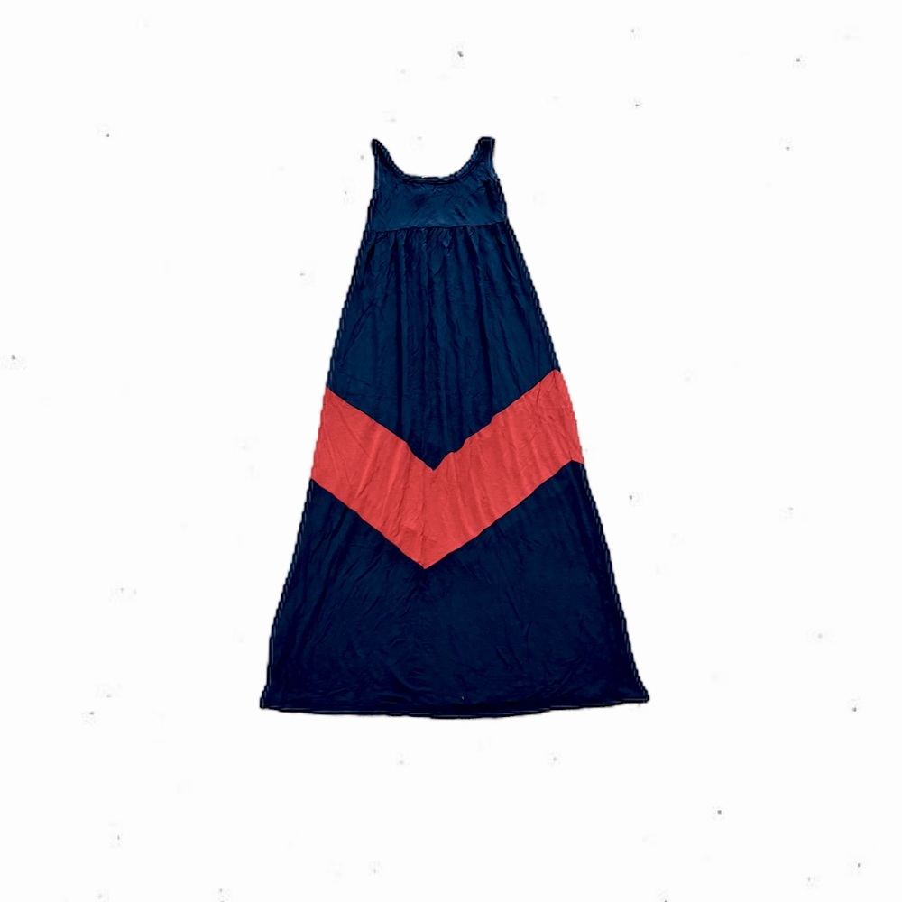Women’s Maxi Dress, Navy/Orange Chevron Stripe